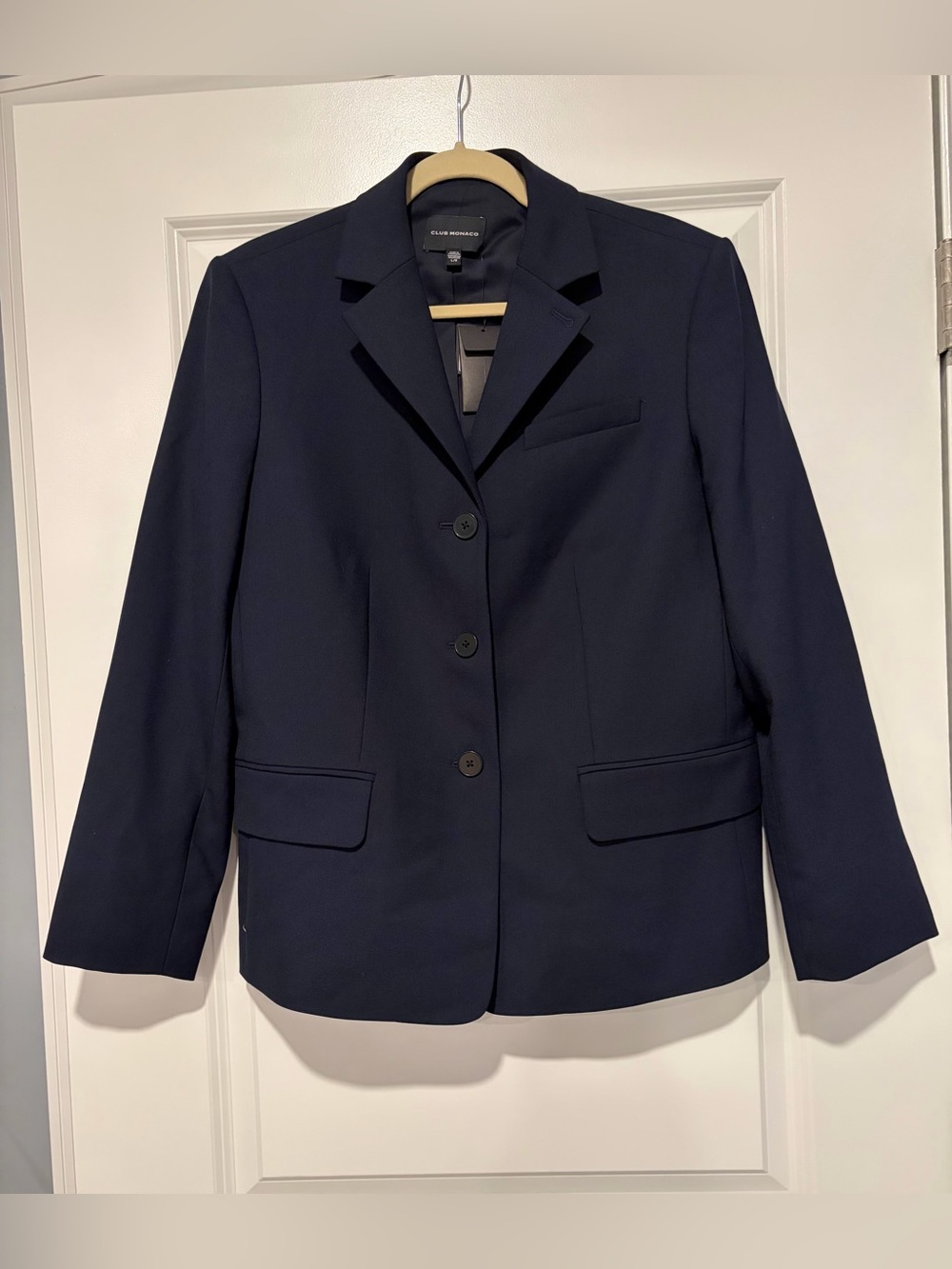 Club Monaco Women's Dark Navy Tailored Three-Button Blazer